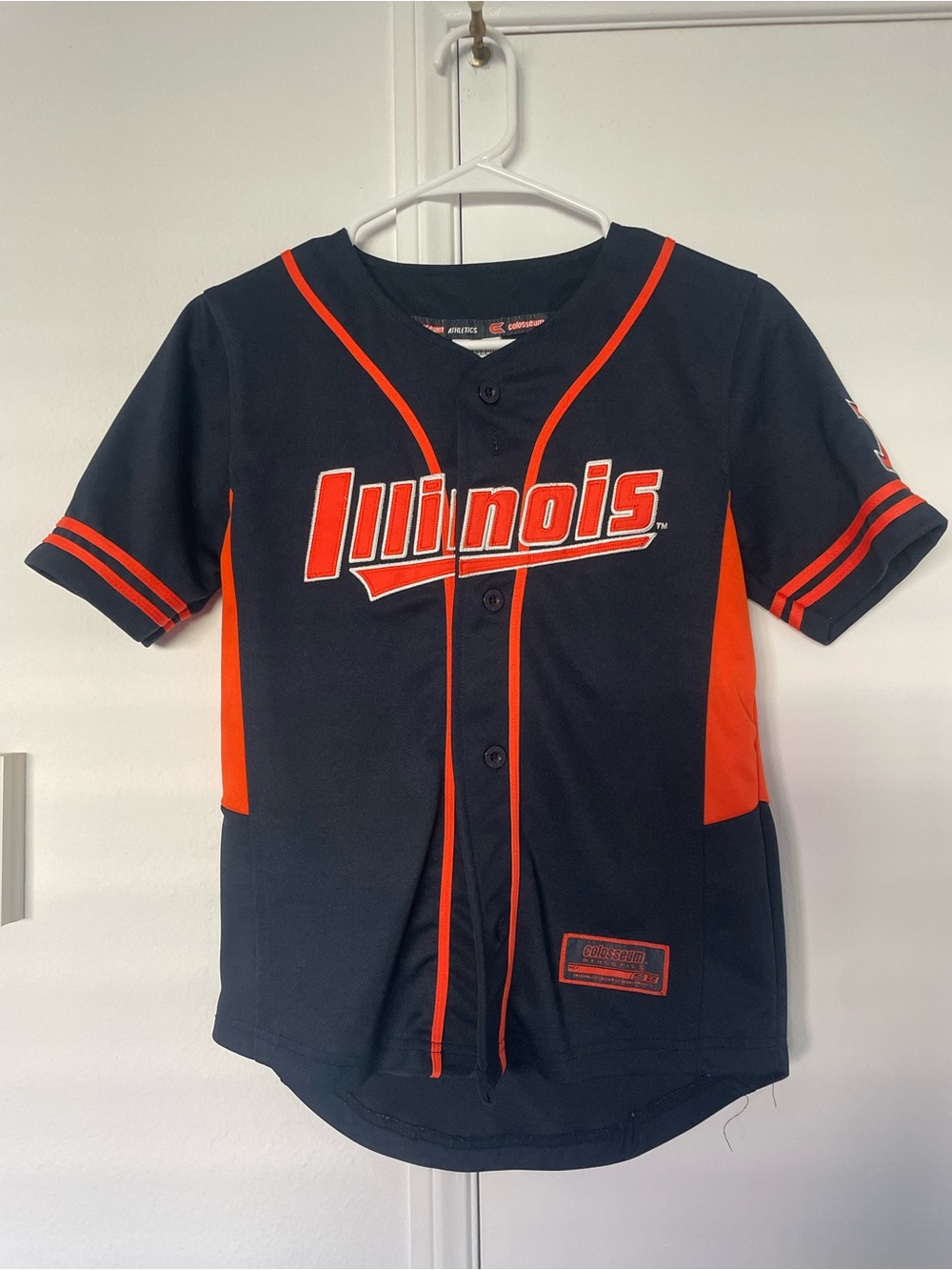 Colosseum Illinois Kids Baseball Jersey - Navy & Orange Trim